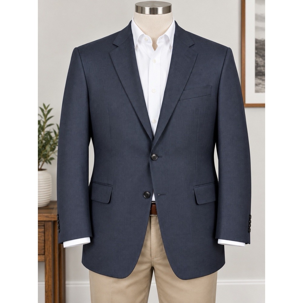 Brooks Brothers 1818 Madison Saxxon Wool Blazer Mens 44R Navy Blue USA